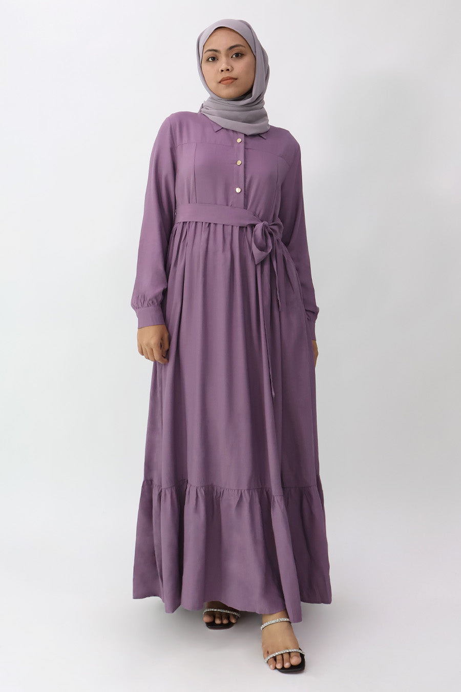 Purple Flared Nursing Shirt Dress