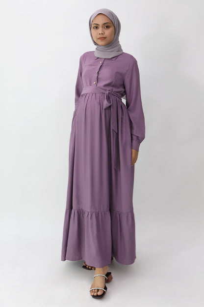 Purple Flared Nursing Shirt Dress