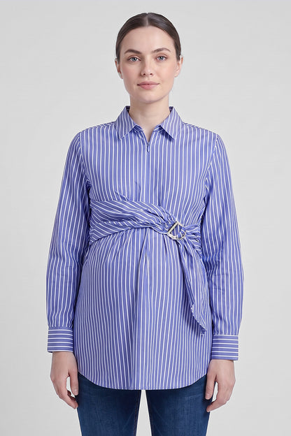 Buckle Detail Overlap Nursing Shirt