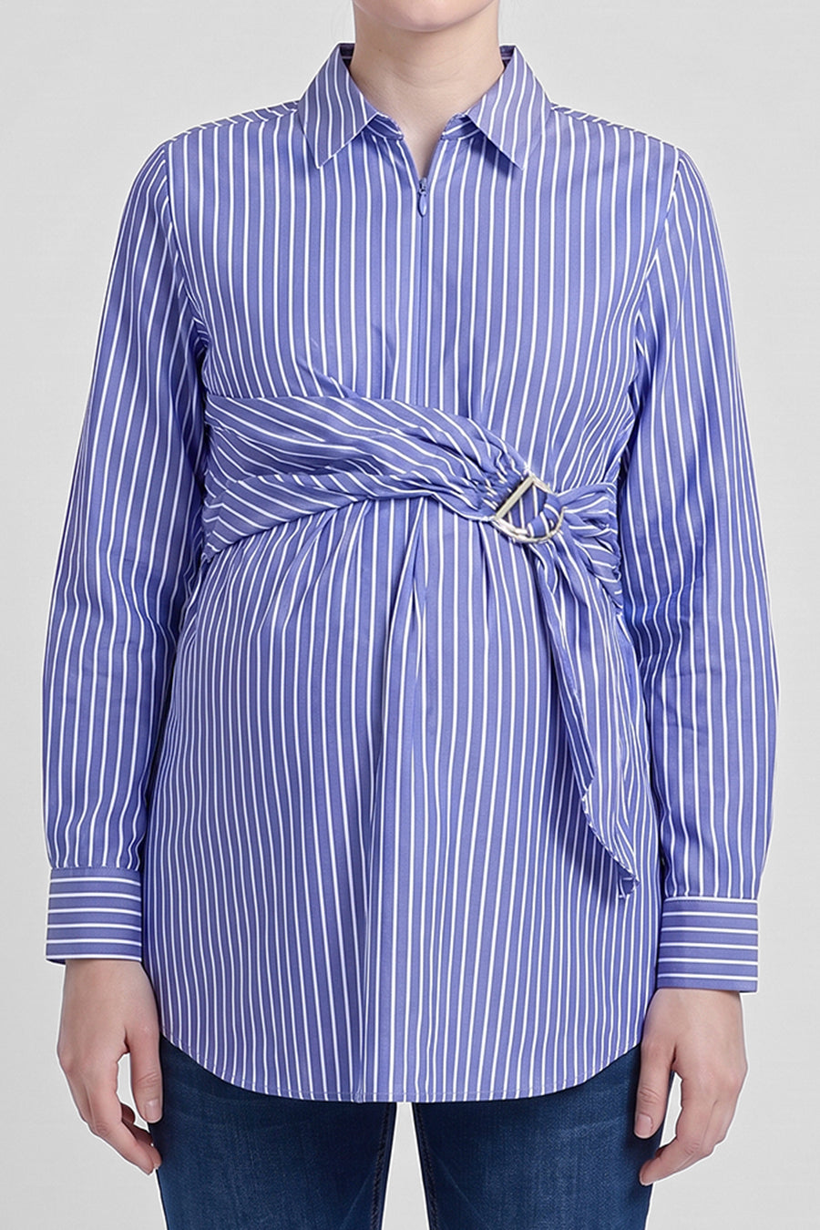 Buckle Detail Overlap Nursing Shirt