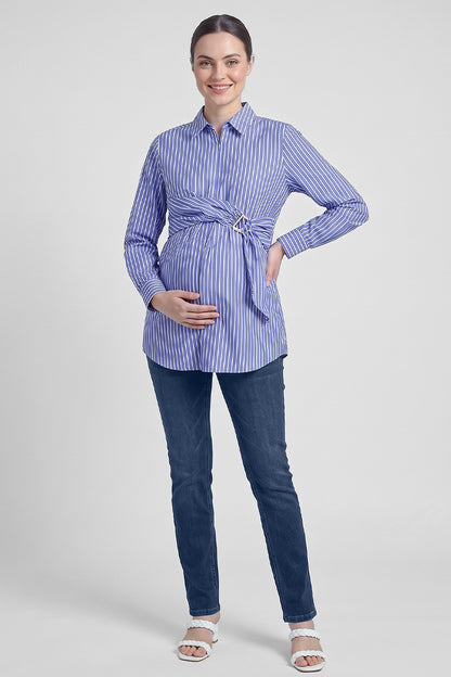 Buckle Detail Overlap Nursing Shirt