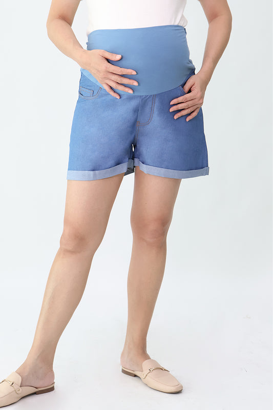 Full Panel Maternity Denim Shorts