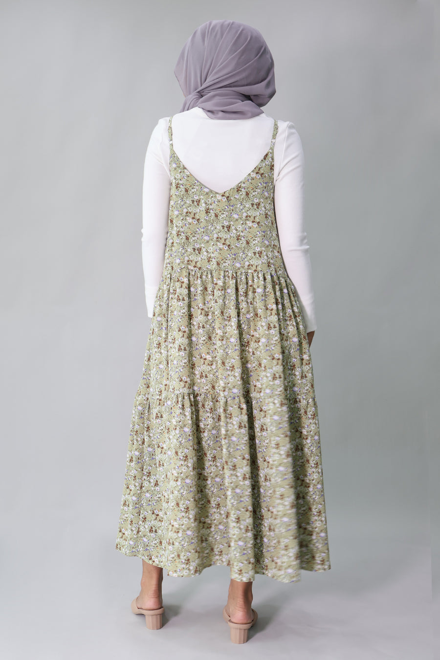 Floral Spaghetti Tiered Midi Dress