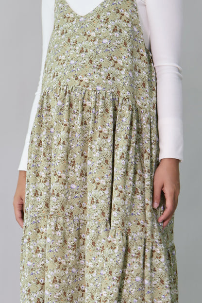 Floral Spaghetti Tiered Midi Dress