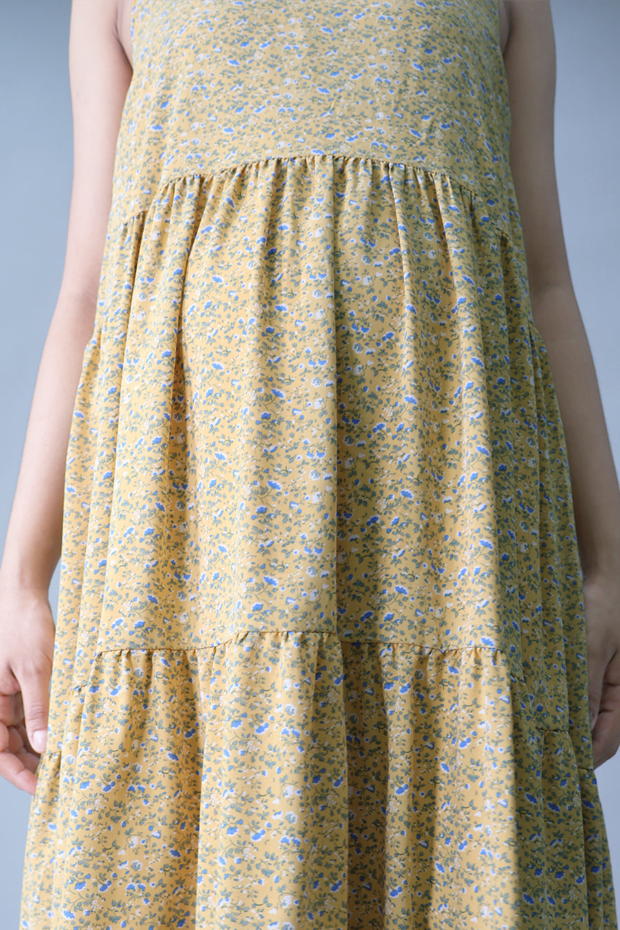 Floral Spaghetti Tiered Midi Dress