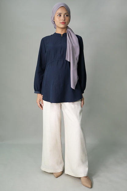 Gathered Zip-Front Nursing Blouse