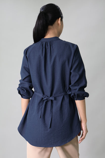 Gathered Zip-Front Nursing Blouse