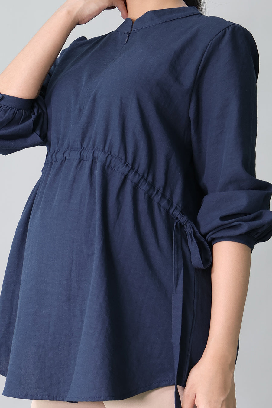 Gathered Zip-Front Nursing Blouse