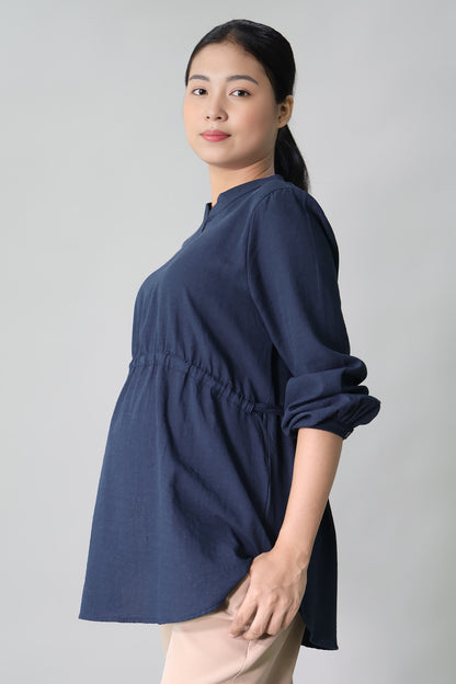 Gathered Zip-Front Nursing Blouse