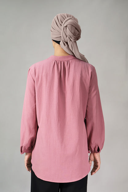 Gathered Zip-Front Nursing Blouse
