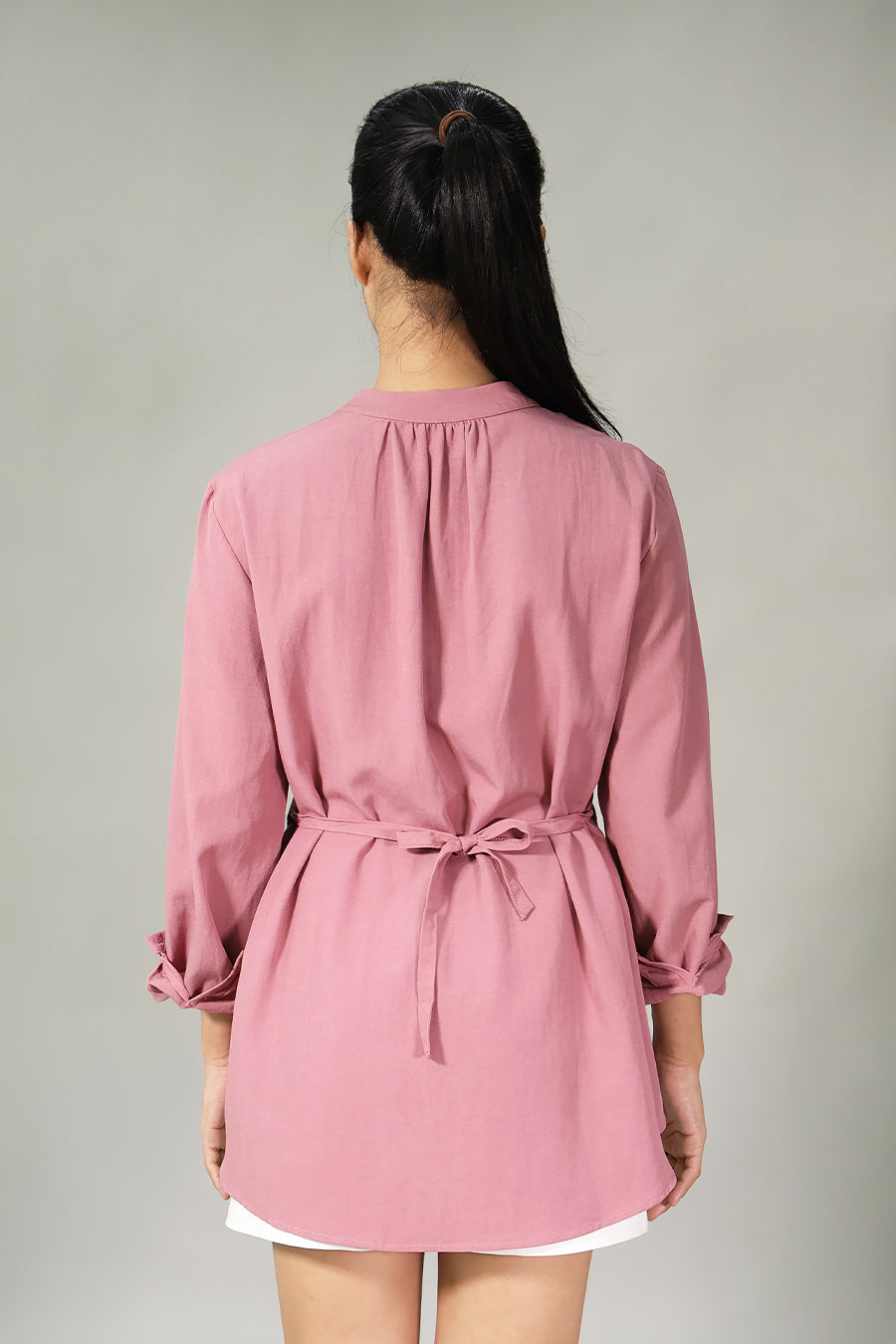 Gathered Zip-Front Nursing Blouse