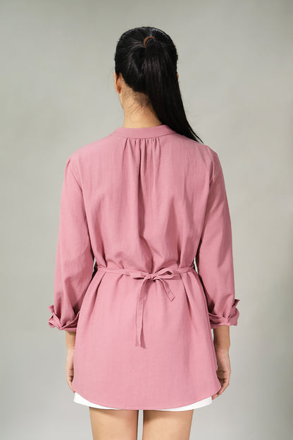 Gathered Zip-Front Nursing Blouse
