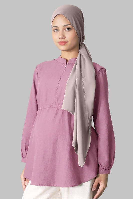 Gathered Zip-Front Nursing Blouse