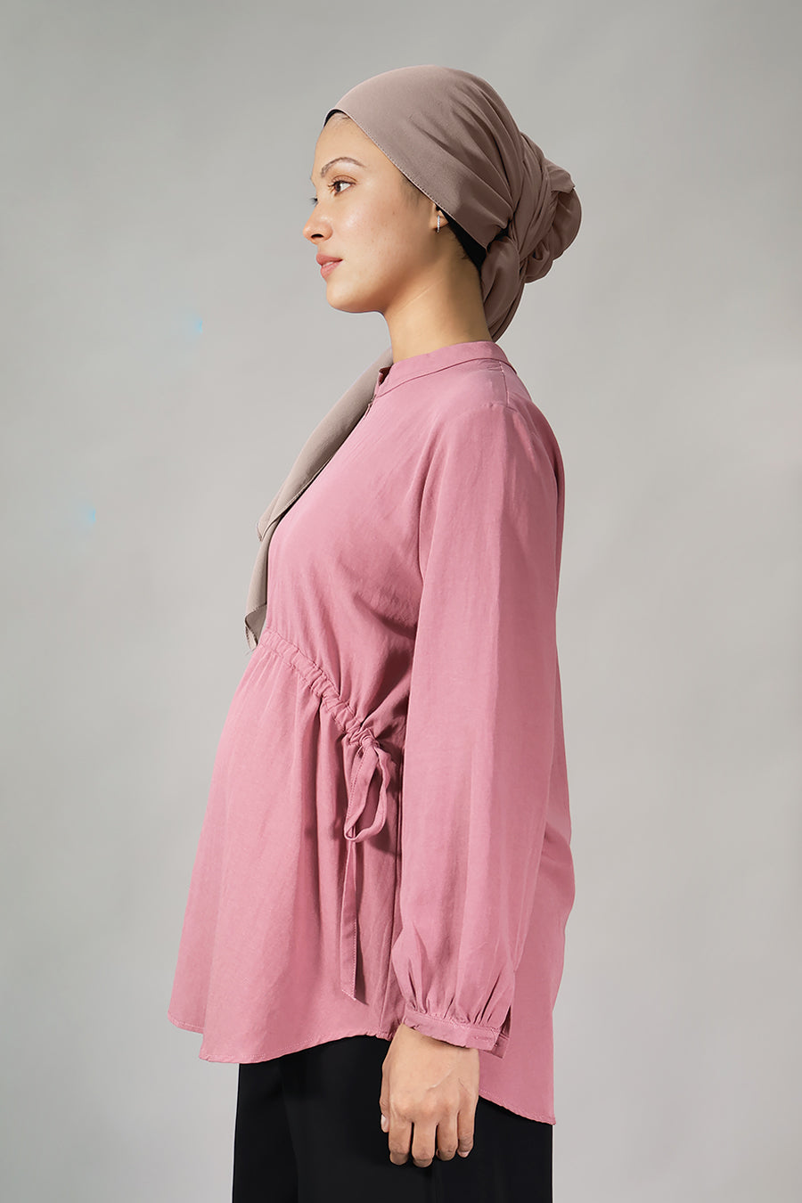Gathered Zip-Front Nursing Blouse