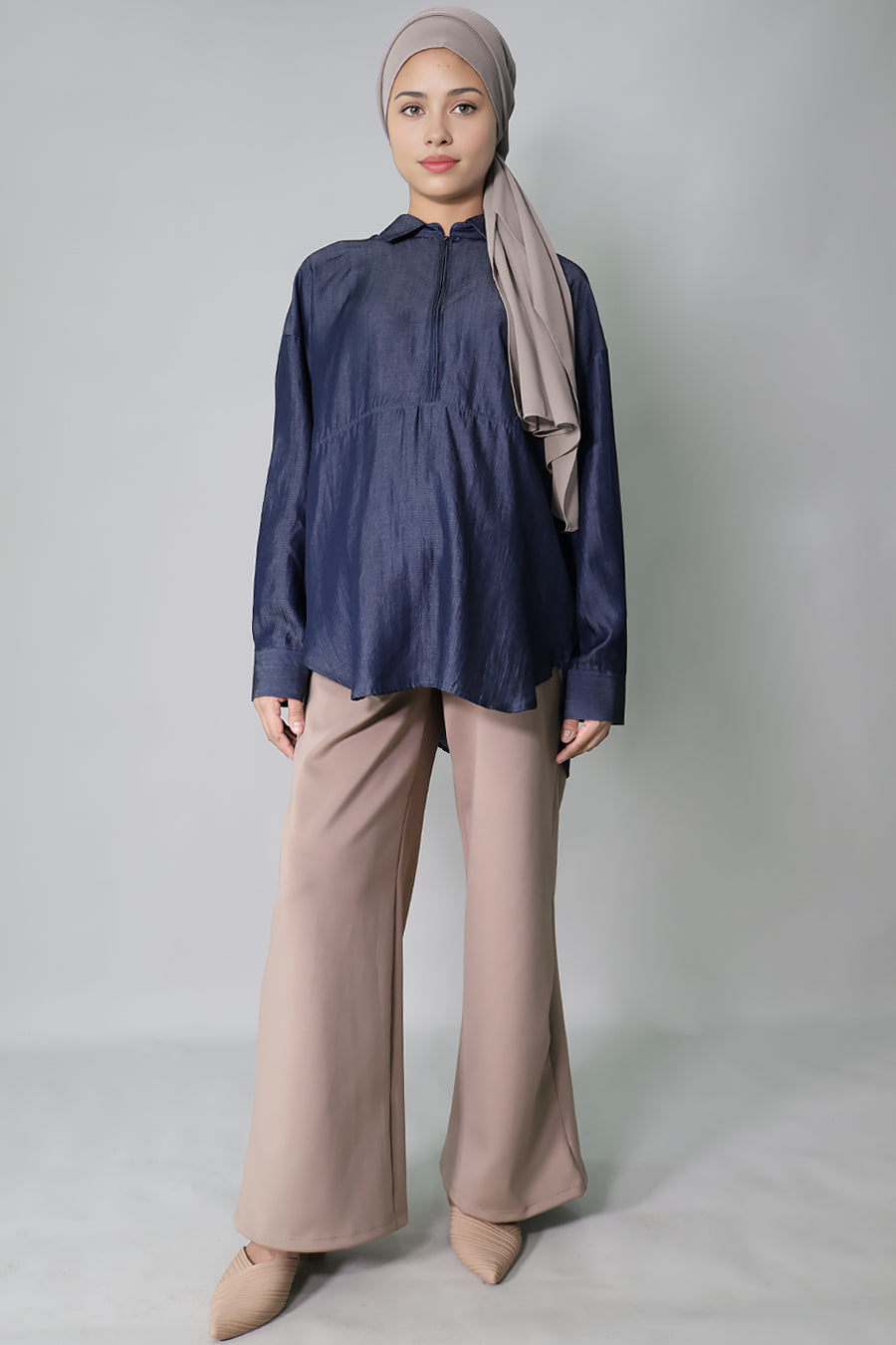 Chambray Dolman Sleeve Maternity Nursing Shirt