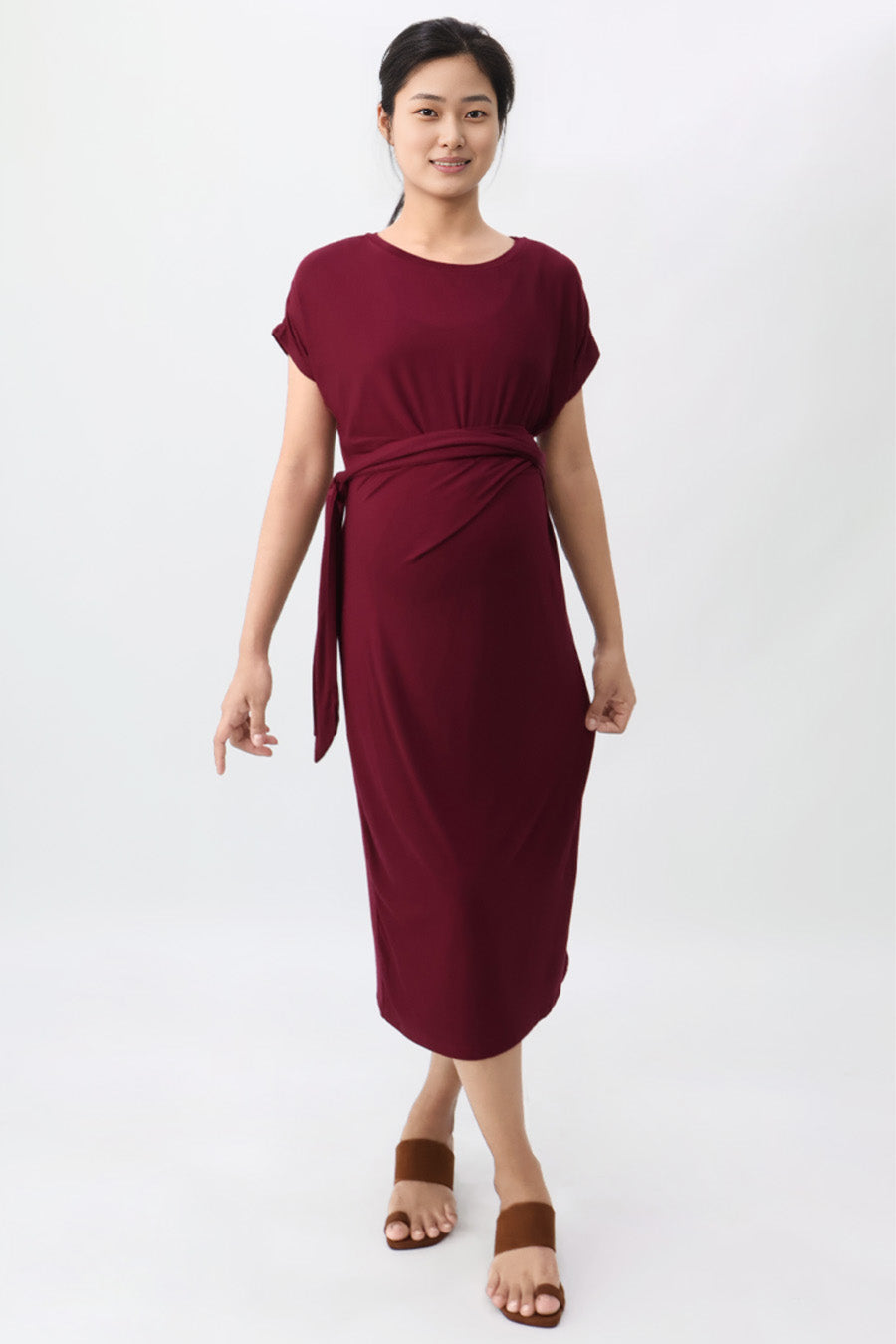 Cinched Waist Jersey Dress