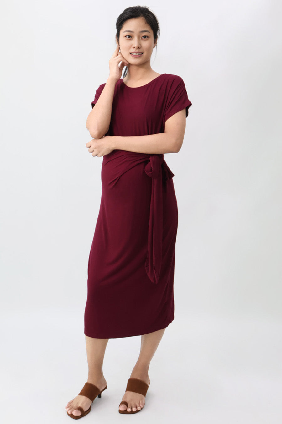 Cinched Waist Jersey Dress