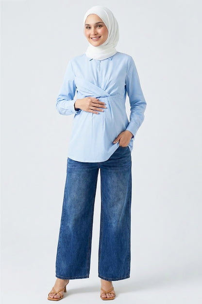 Draped Front Maternity & Nursing Shirt