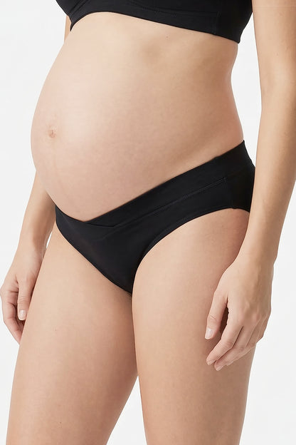 side view maternity hipster panties black in soft cotton
