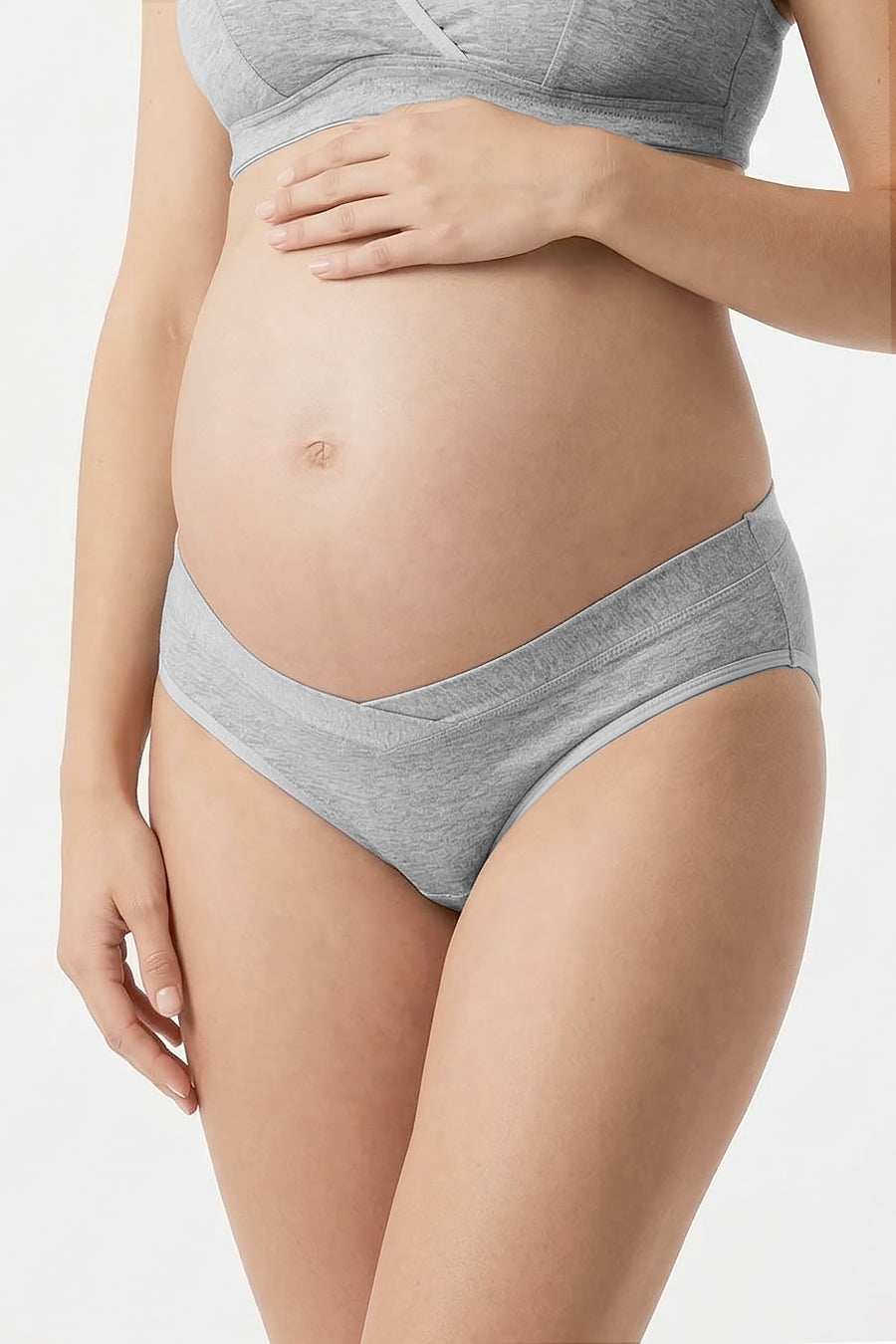 side view maternity hipster panties grey in soft cotton