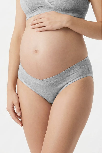 side view maternity hipster panties grey in soft cotton