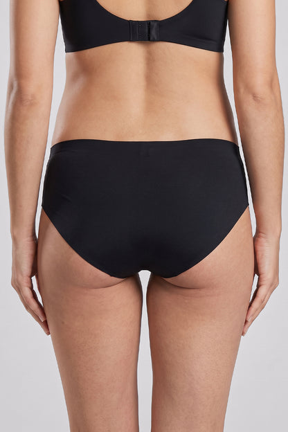 Black seamless maternity panties back view with full rear coverage