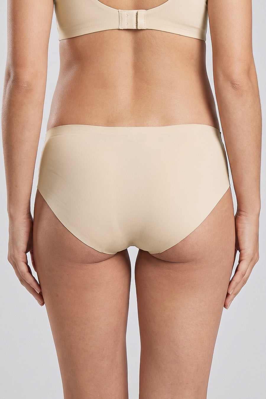 Nude colour seamless maternity panties back view with full rear coverage