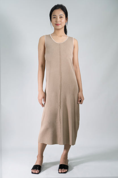 Contrast Trim Knit Midi Dress