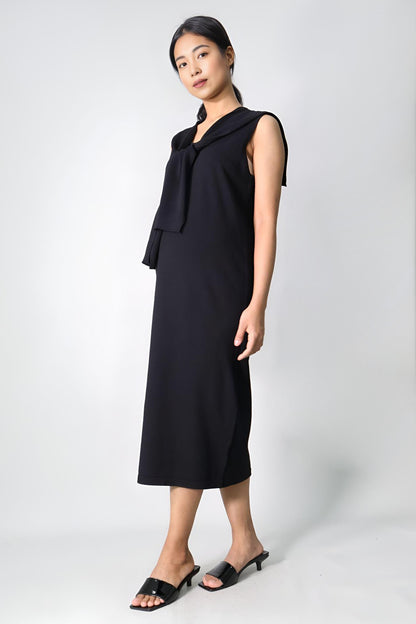 Midi Knit Dress with Scarf