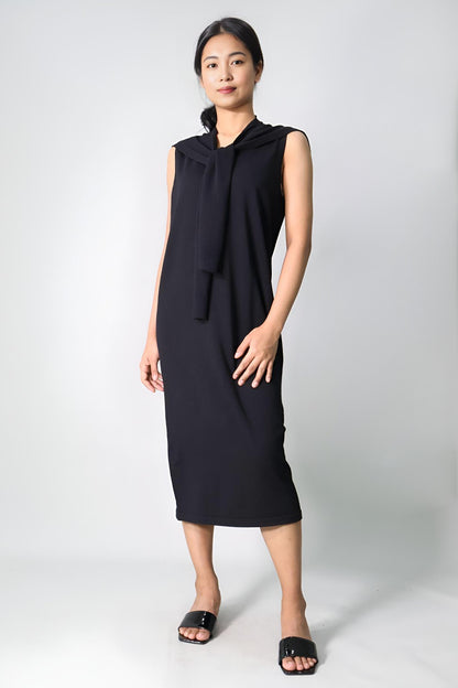 Midi Knit Dress with Scarf