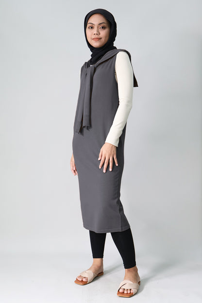 Midi Knit Dress with Scarf