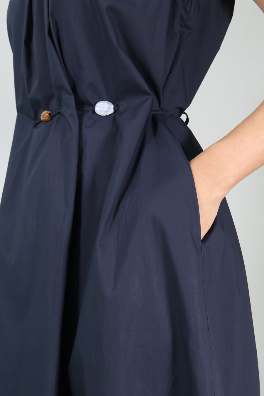 Sleeveless Long Dress with Waist Tie