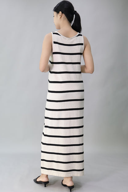 Striped Jersey Long Dress