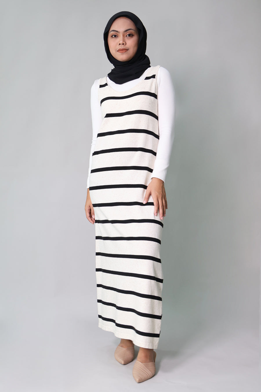 Striped Jersey Long Dress