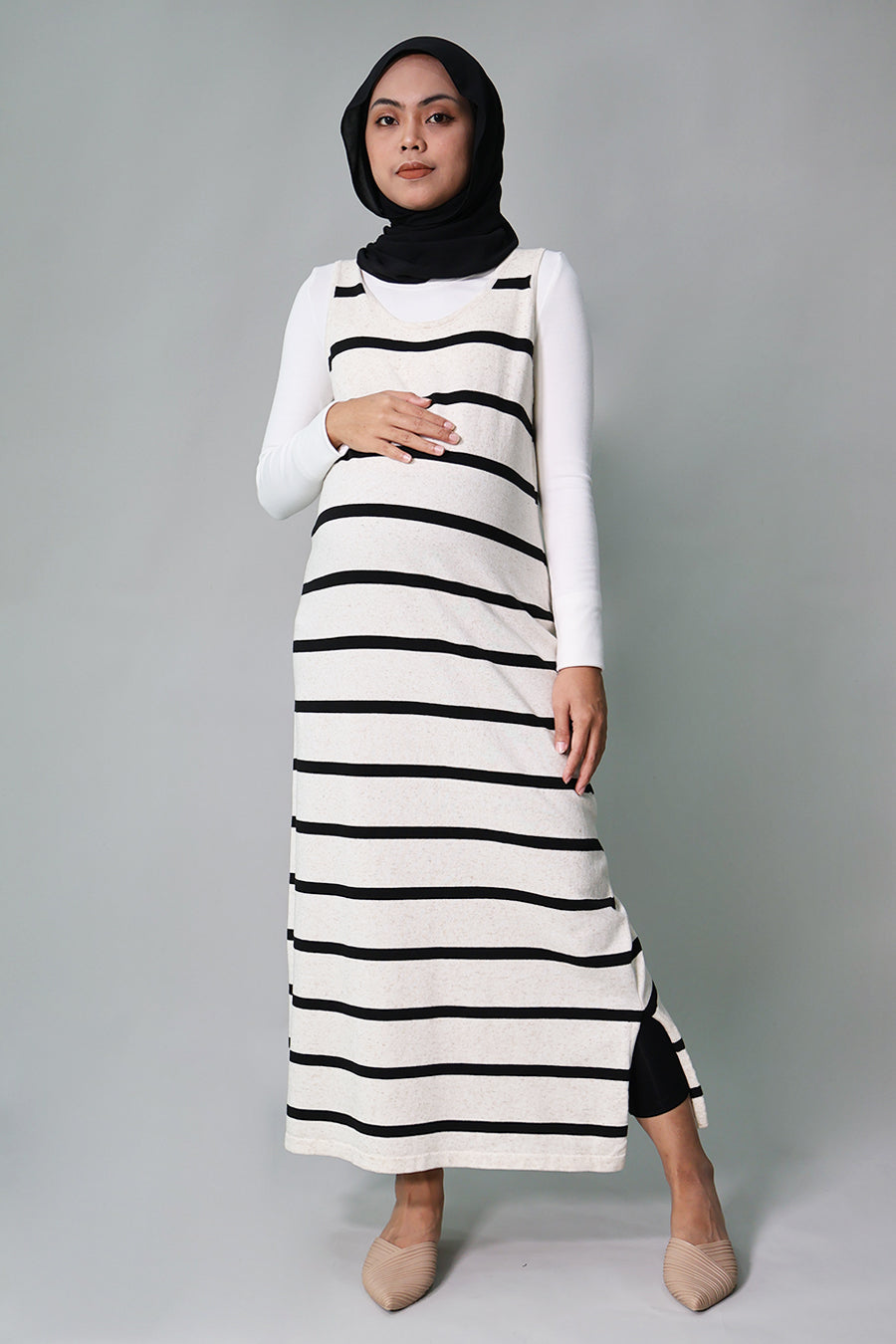 Striped Jersey Long Dress