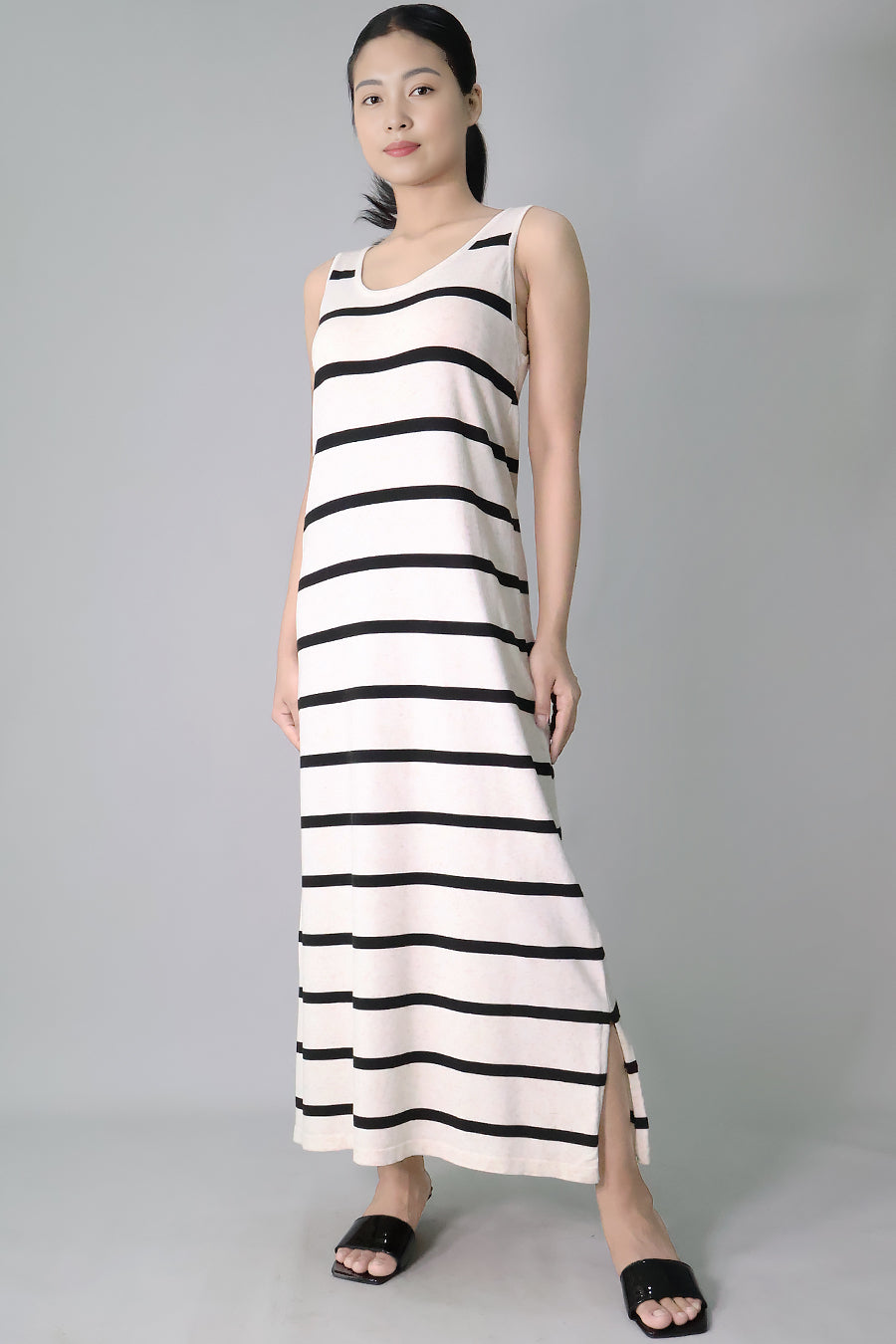 Striped Jersey Long Dress