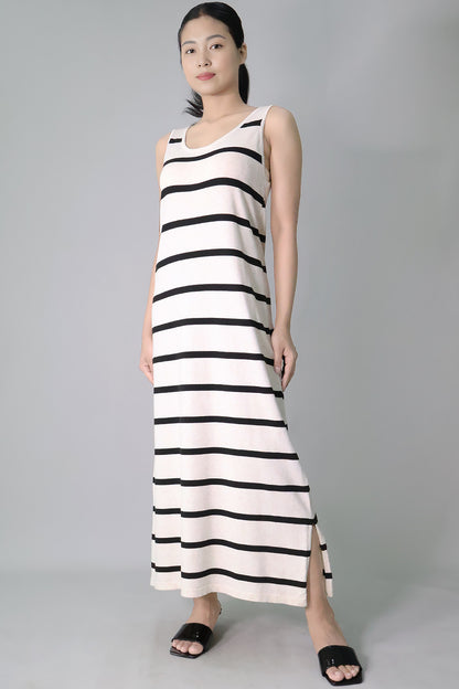 Striped Jersey Long Dress