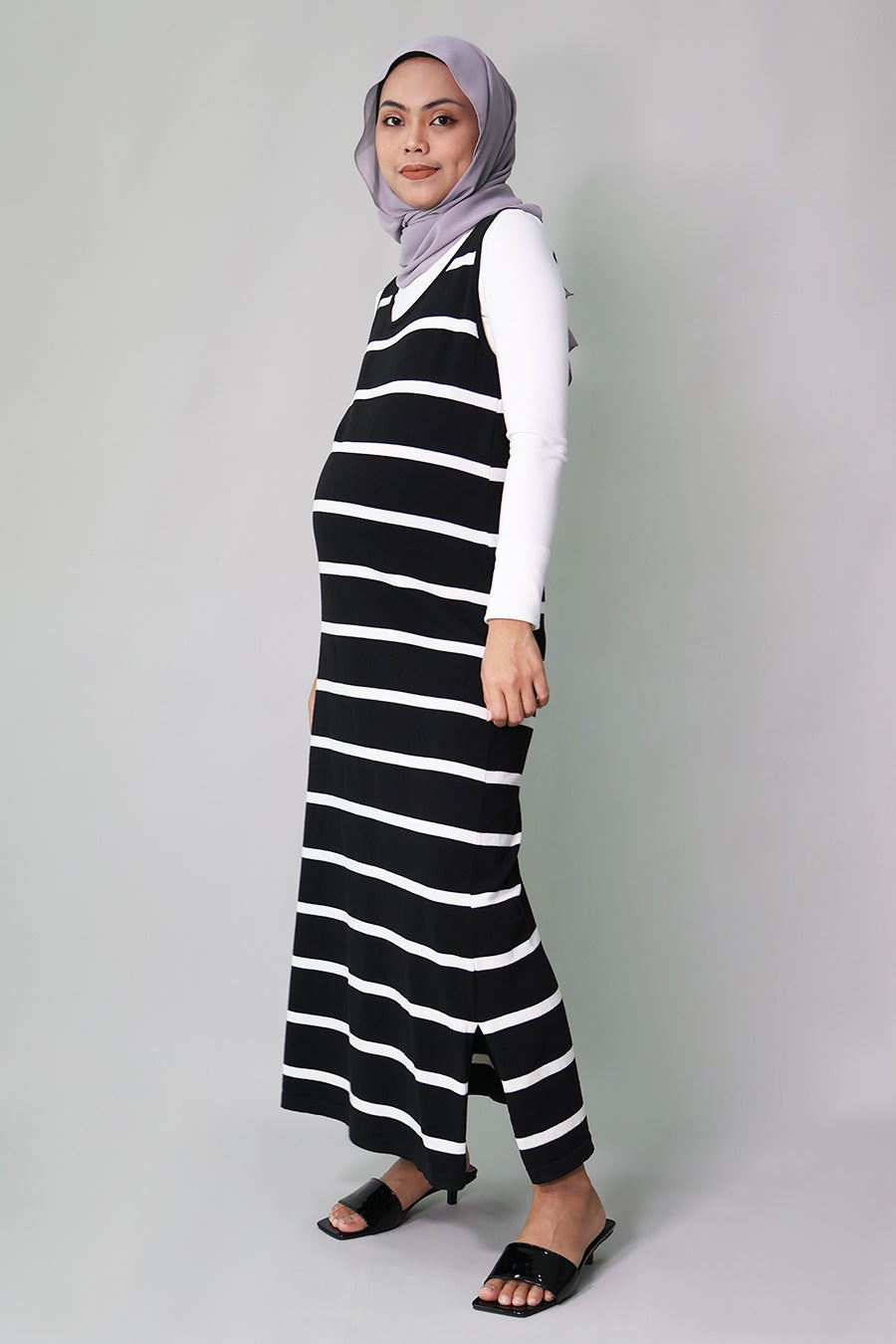 Striped Jersey Long Dress
