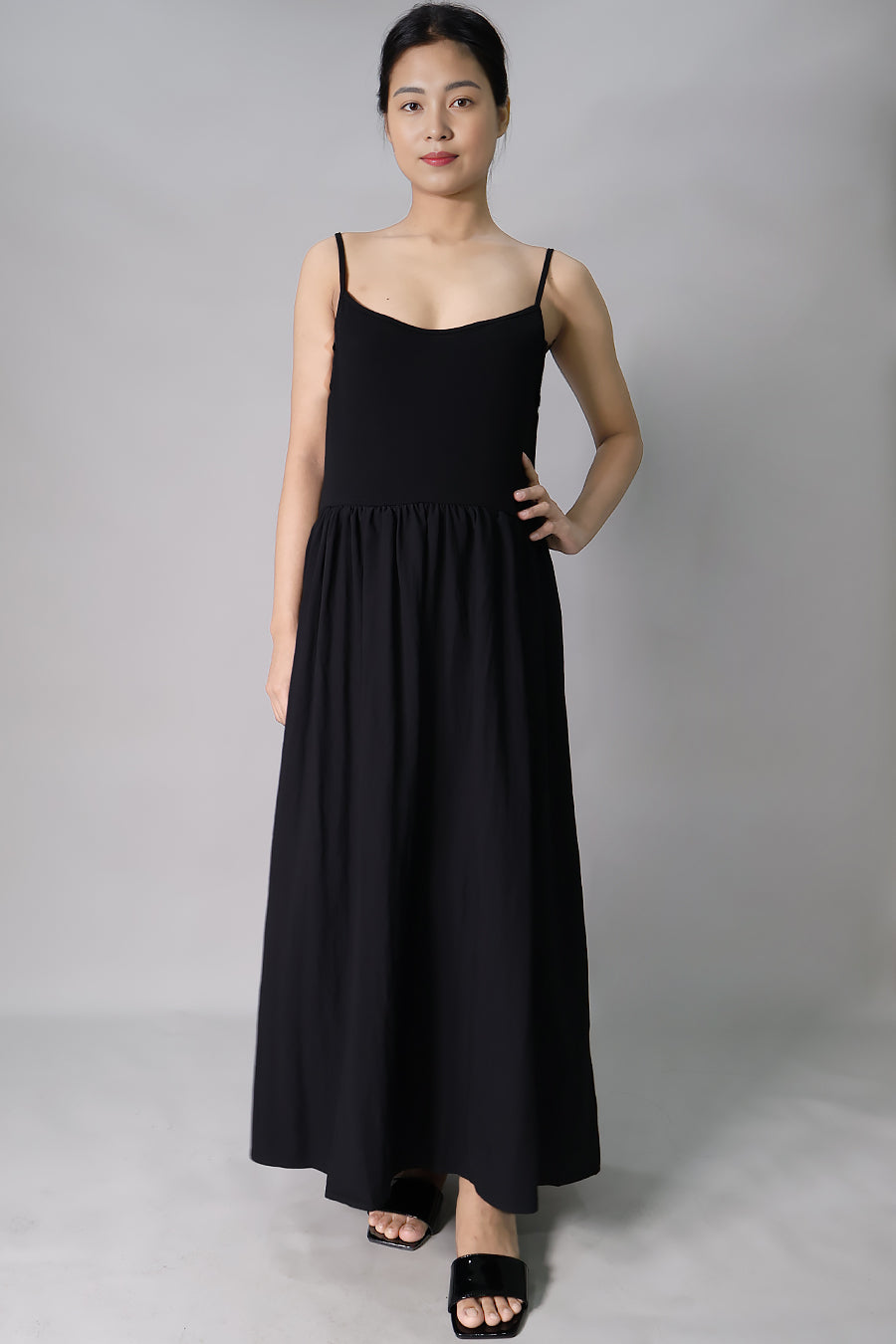 Maternity Gathered Long Slip Dress