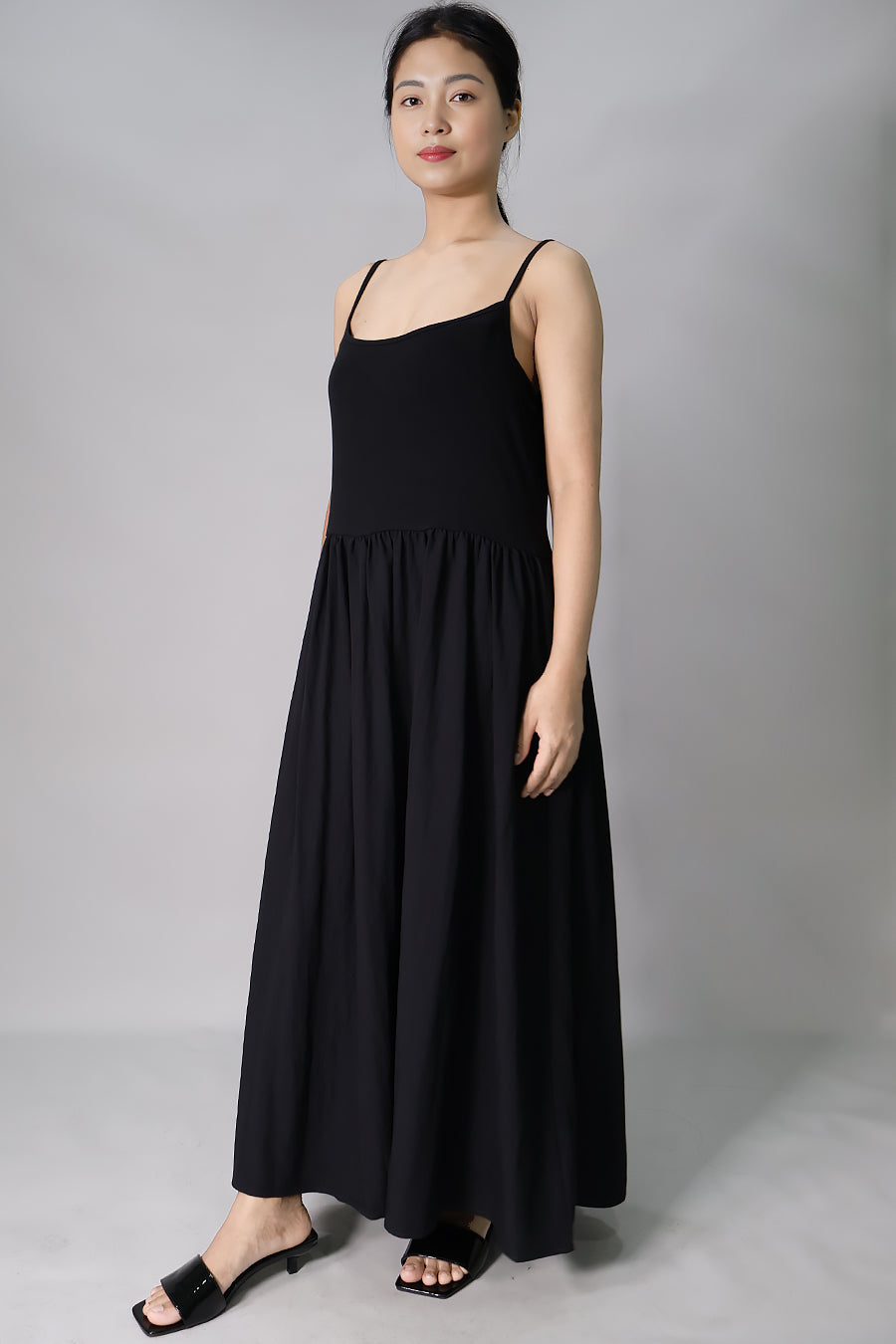 Maternity Gathered Long Slip Dress