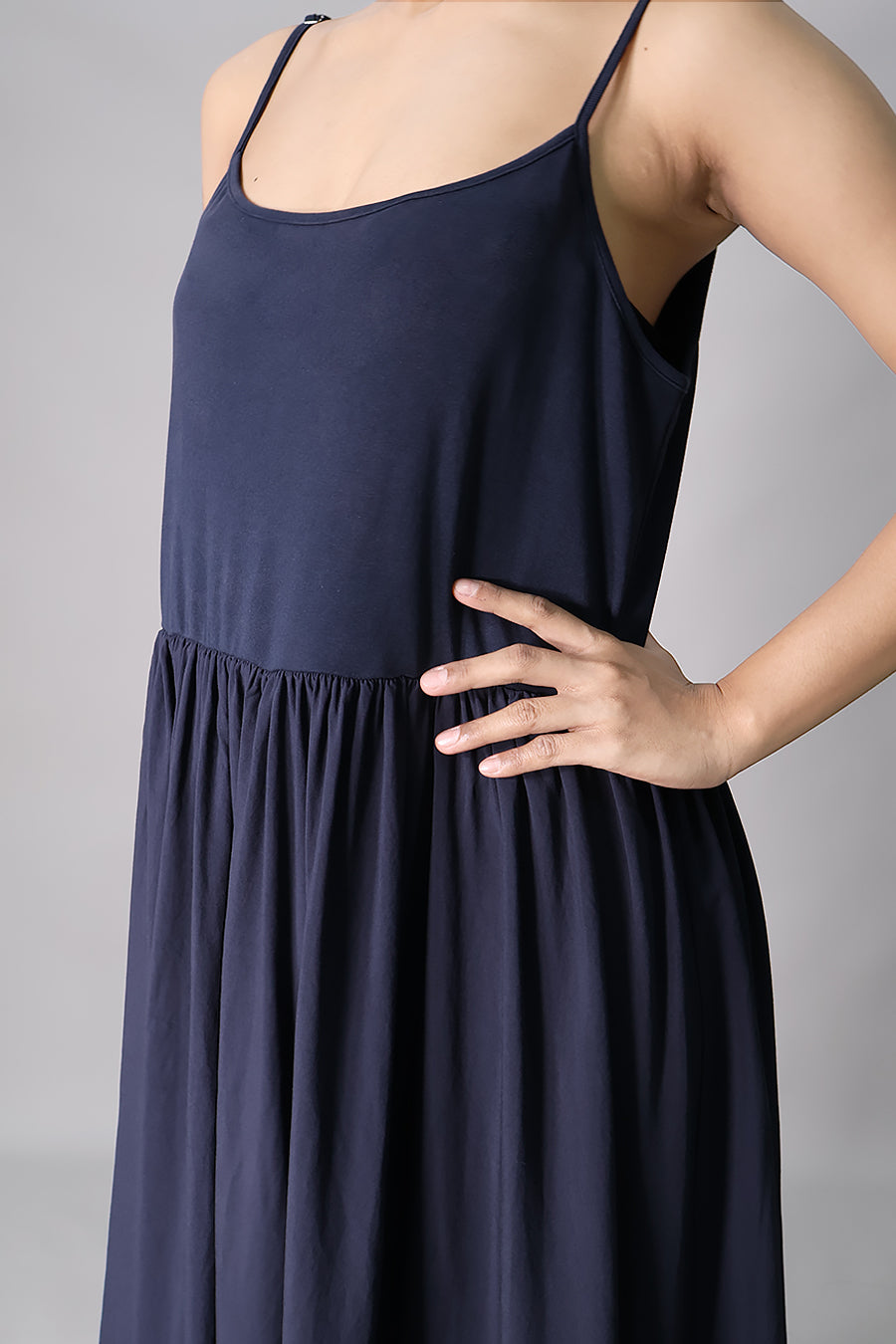 Maternity Gathered Long Slip Dress