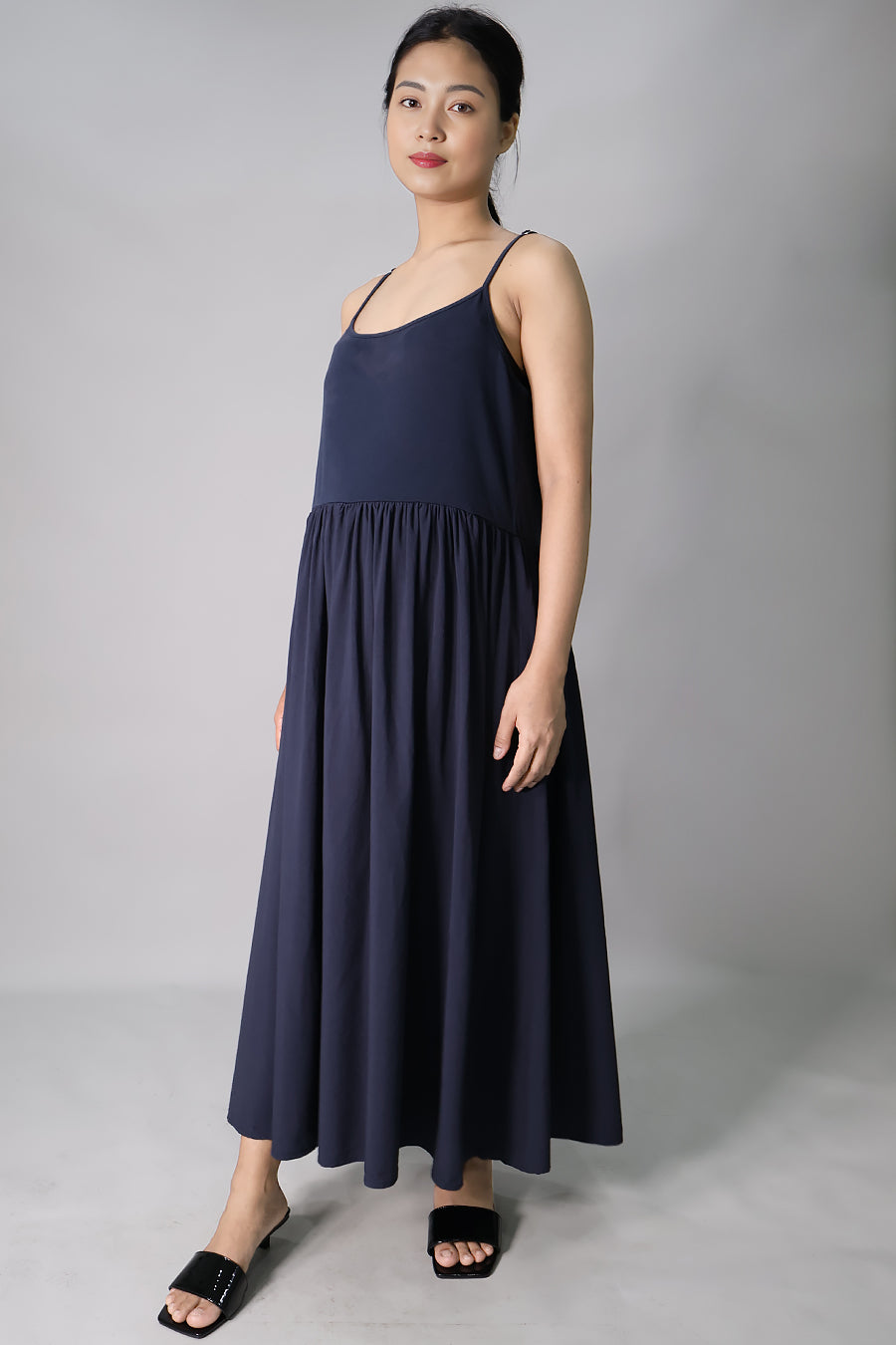 Maternity Gathered Long Slip Dress