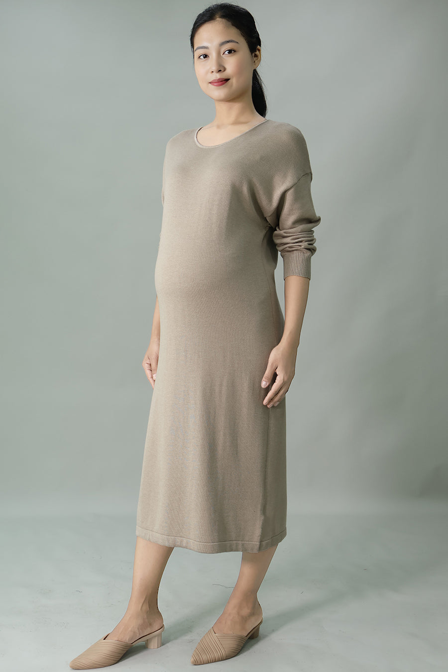 Midi Knit Maternity Dress with Back Zip | Comfortable Pregnancy Dress Malaysia 9months Maternity Midi Knit Maternity Dress with Back Zip | Comfortable Pregnancy Dress Malaysia 9months Maternity