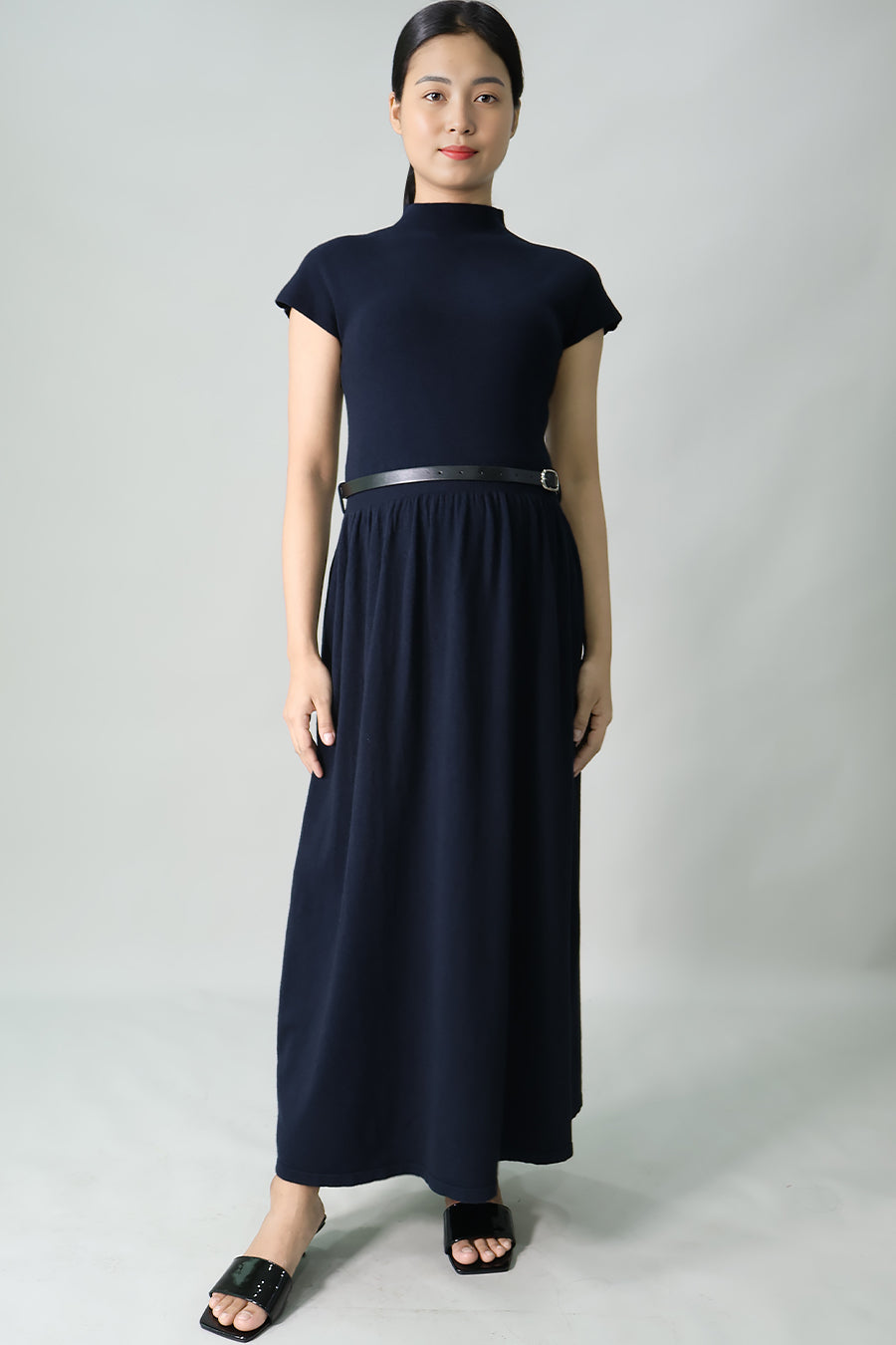Maternity Belted Gathered Long Dress