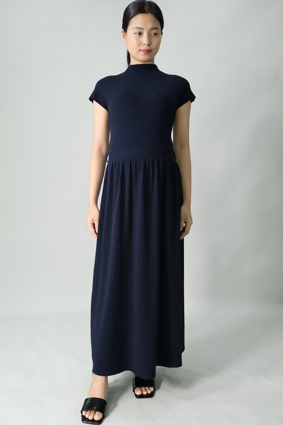 Maternity Belted Gathered Long Dress