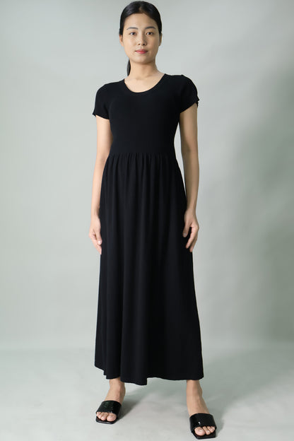 Gathered Knit Long Dress