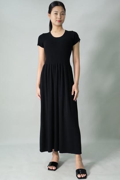 Gathered Knit Long Dress
