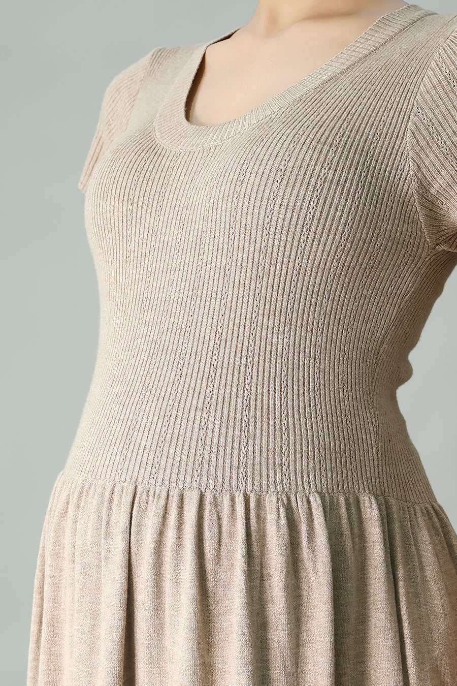 Gathered Knit Long Dress