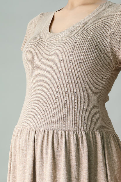 Gathered Knit Long Dress