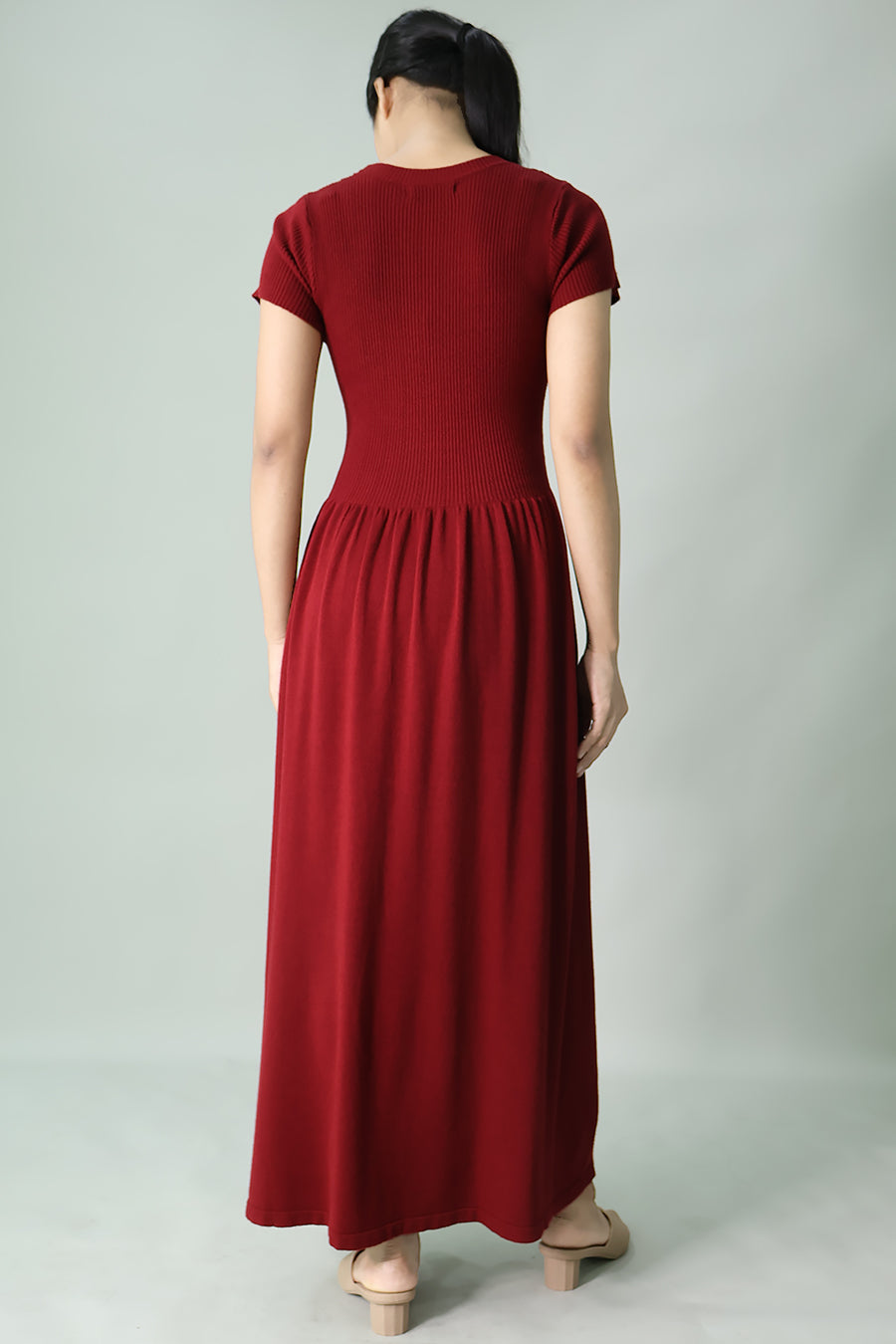 Gathered Knit Long Dress